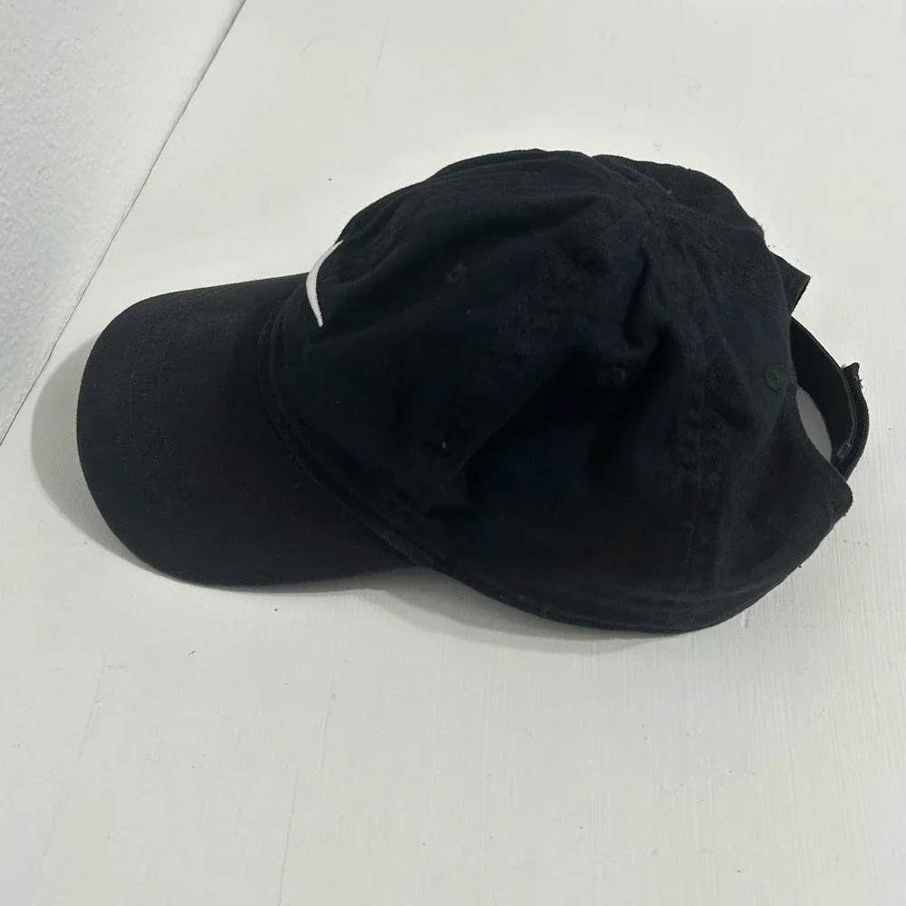 Nike Swoosh Black w/ White Logo Childs Hook and Loop Adjustable Baseball Hat Cap